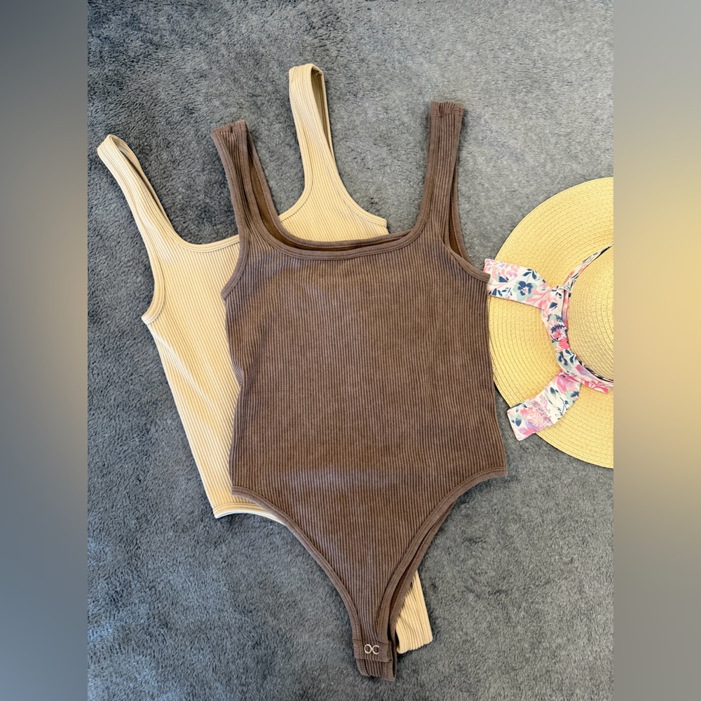 Brown and Tan Bodysuit Set